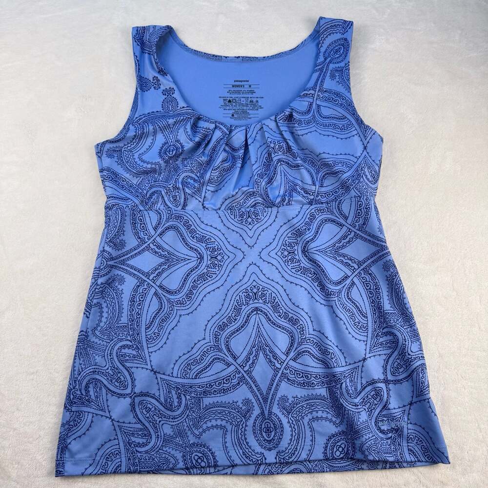 Patagonia Women's Bandha Sleeveless Tank Top Size M Blue Paisley